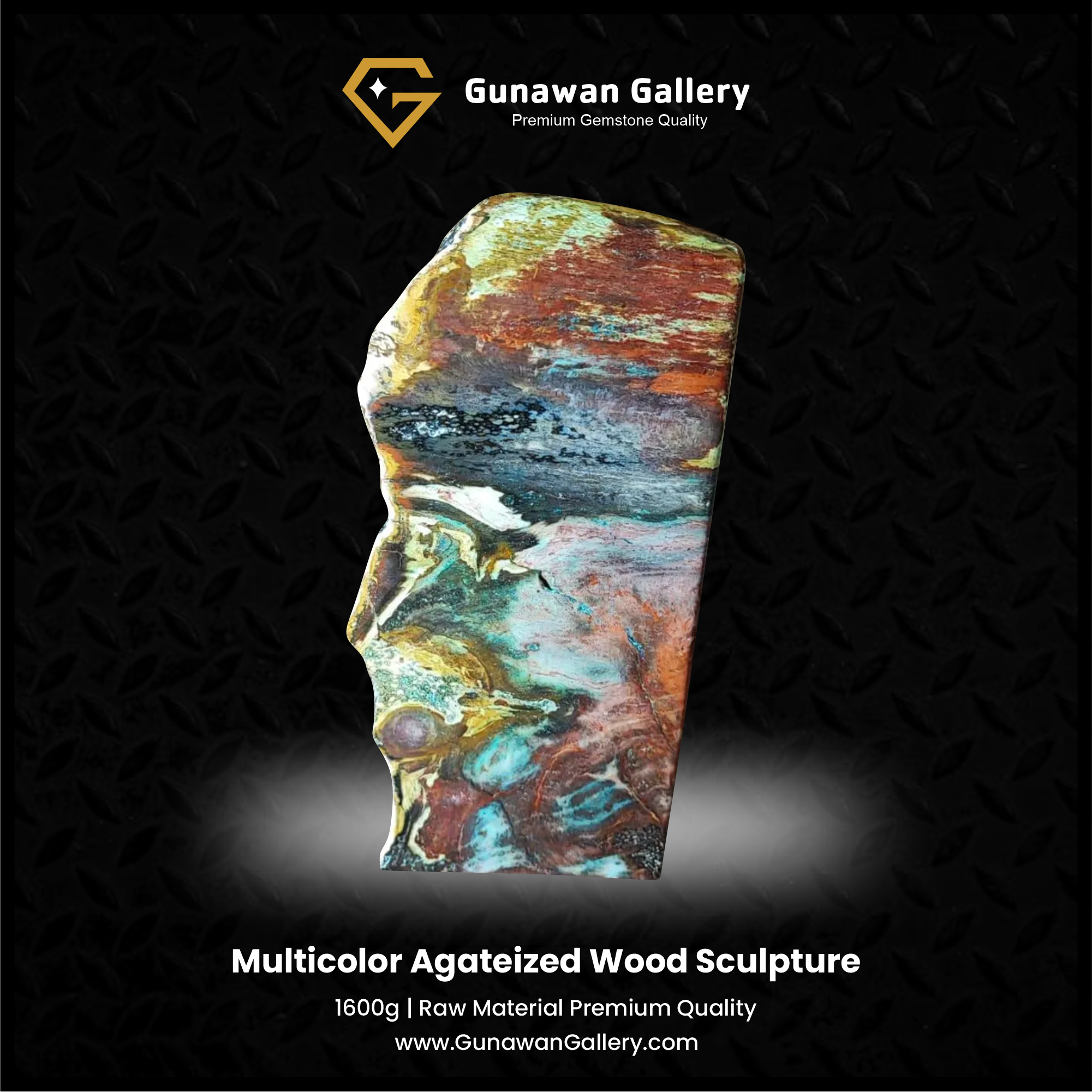 Multicolor Agateized Wood Sculpture