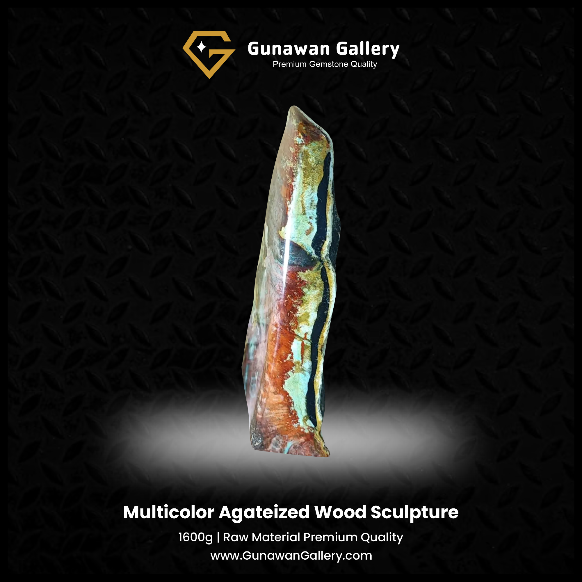 Multicolor Agateized Wood Sculpture