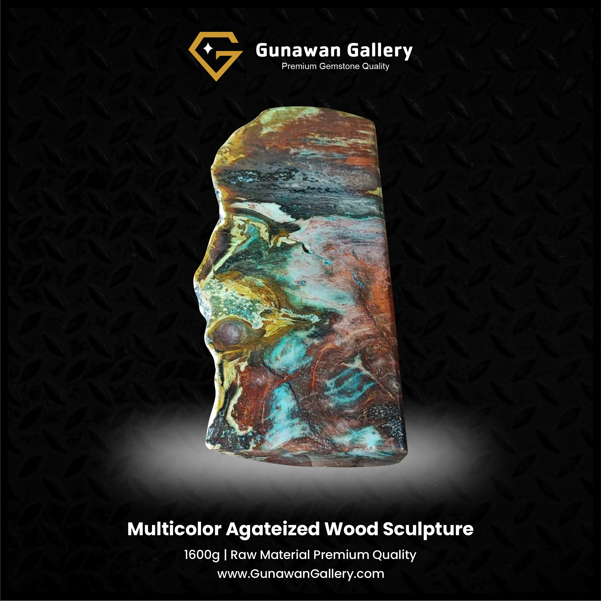 Multicolor Agateized Wood Sculpture