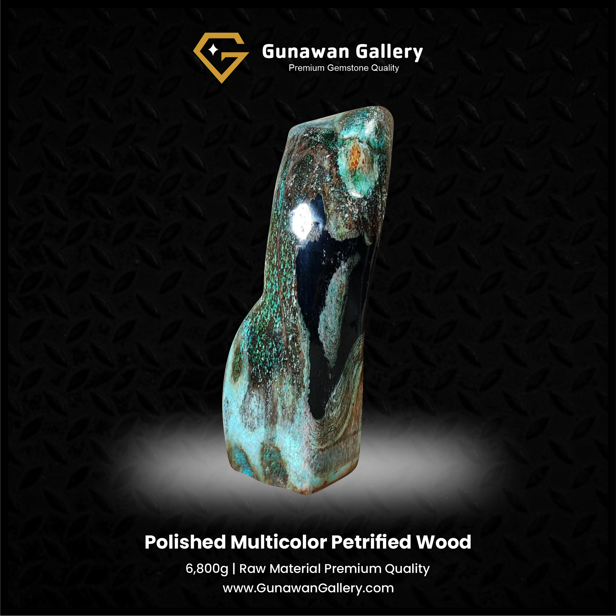 Turquoise & Black Petrified Wood Sculpture