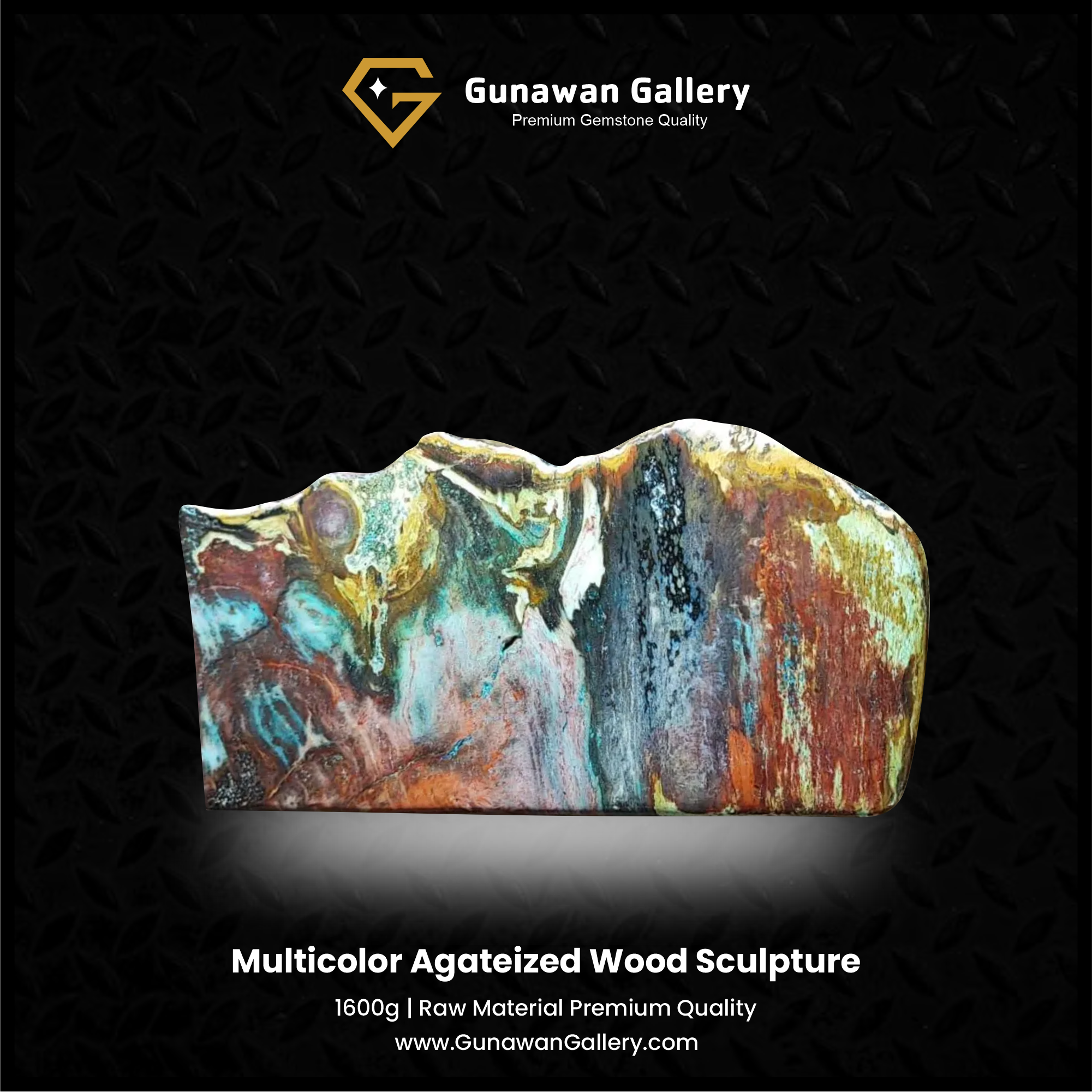 Multicolor Agateized Wood Sculpture